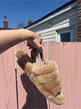 UGG Chestnut Faux-Shearling Logo Band Slide